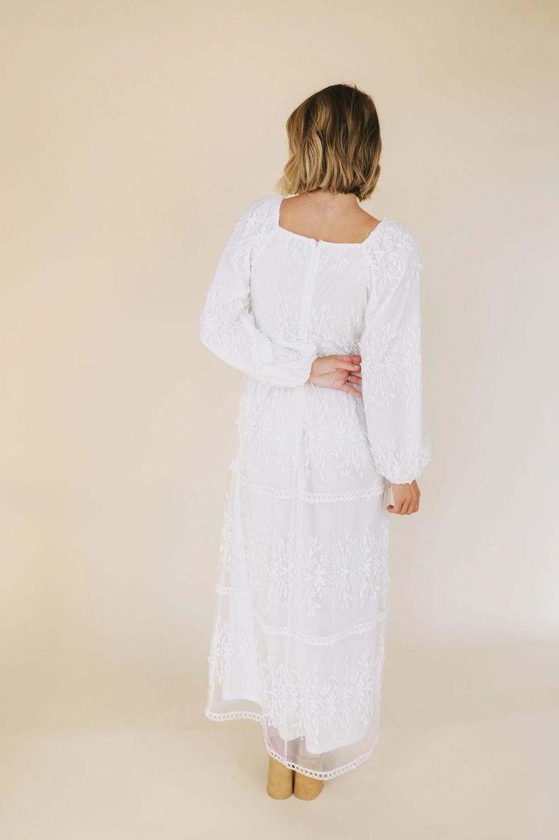 Evelyn Modest Temple Dress in White