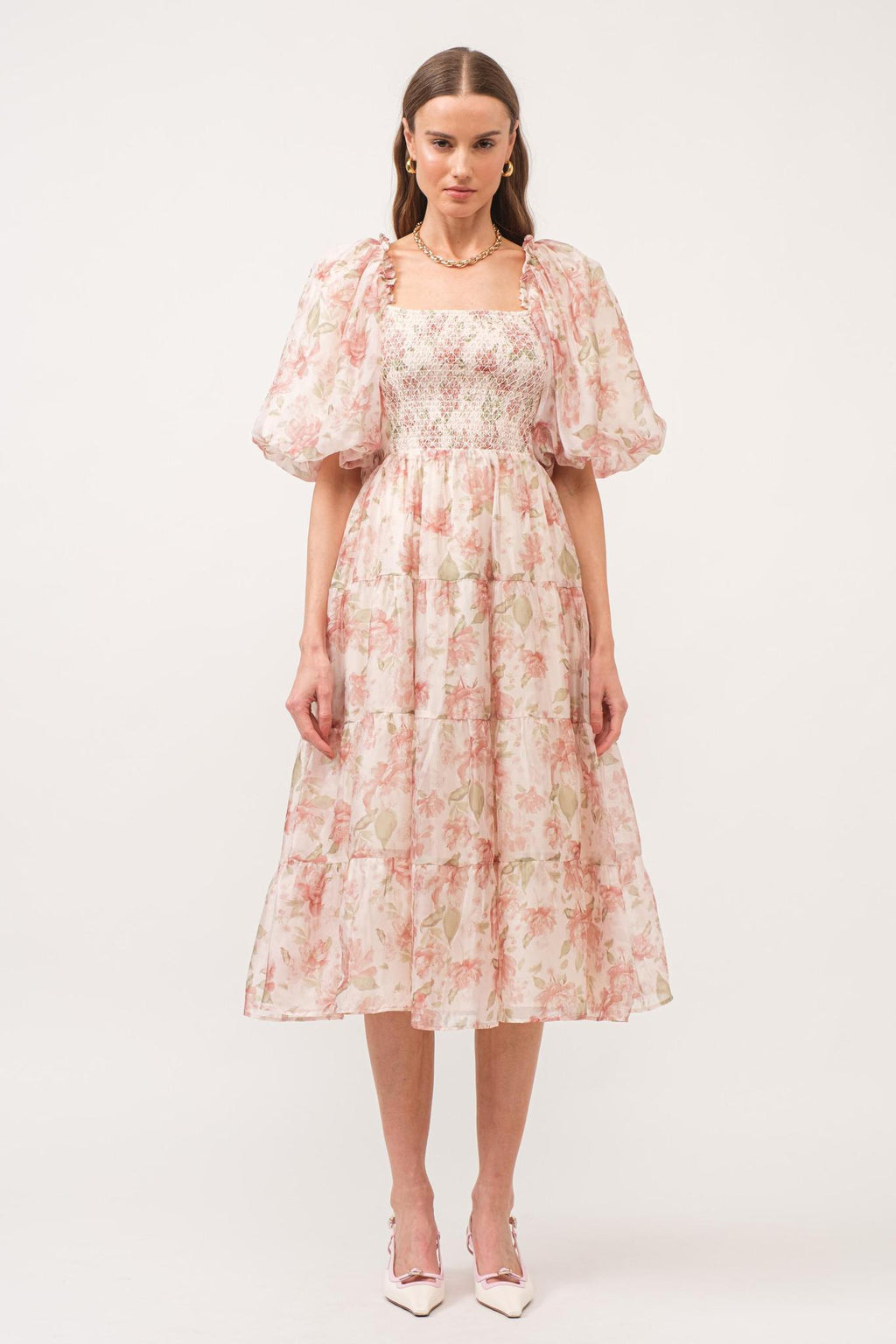 Margot Modest Midi in Peach