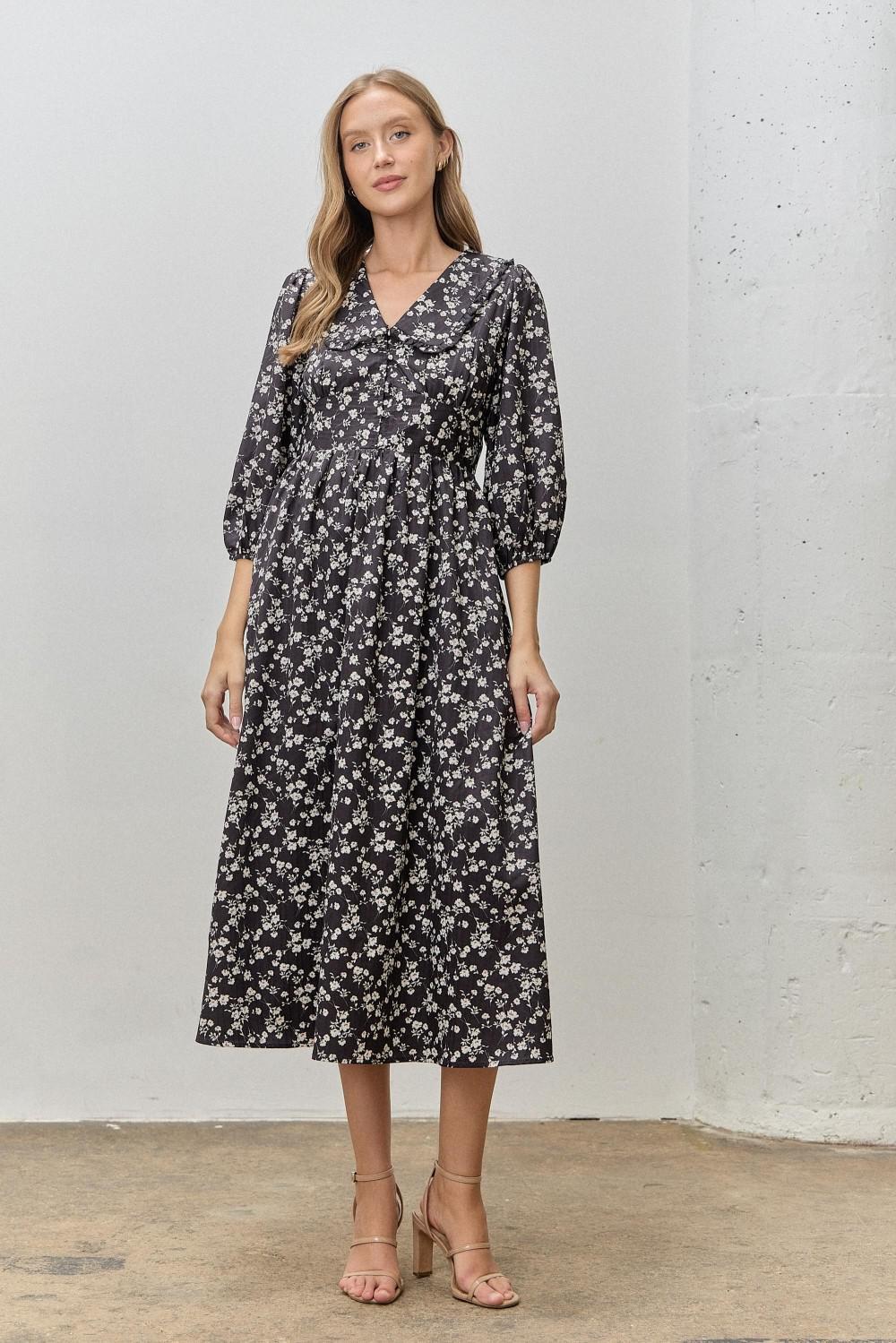 Briggs Modest Dress in Black Multi