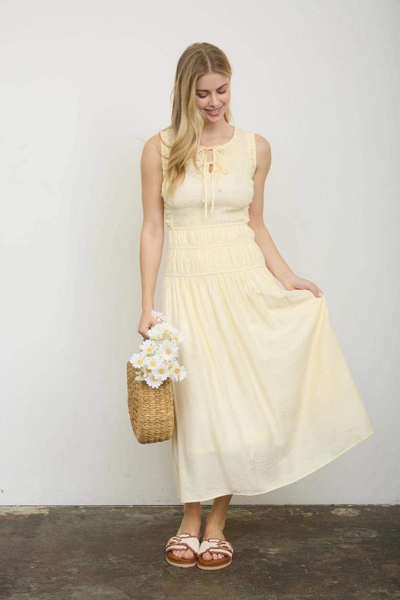Stevie Midi Dress in Butter Yellow