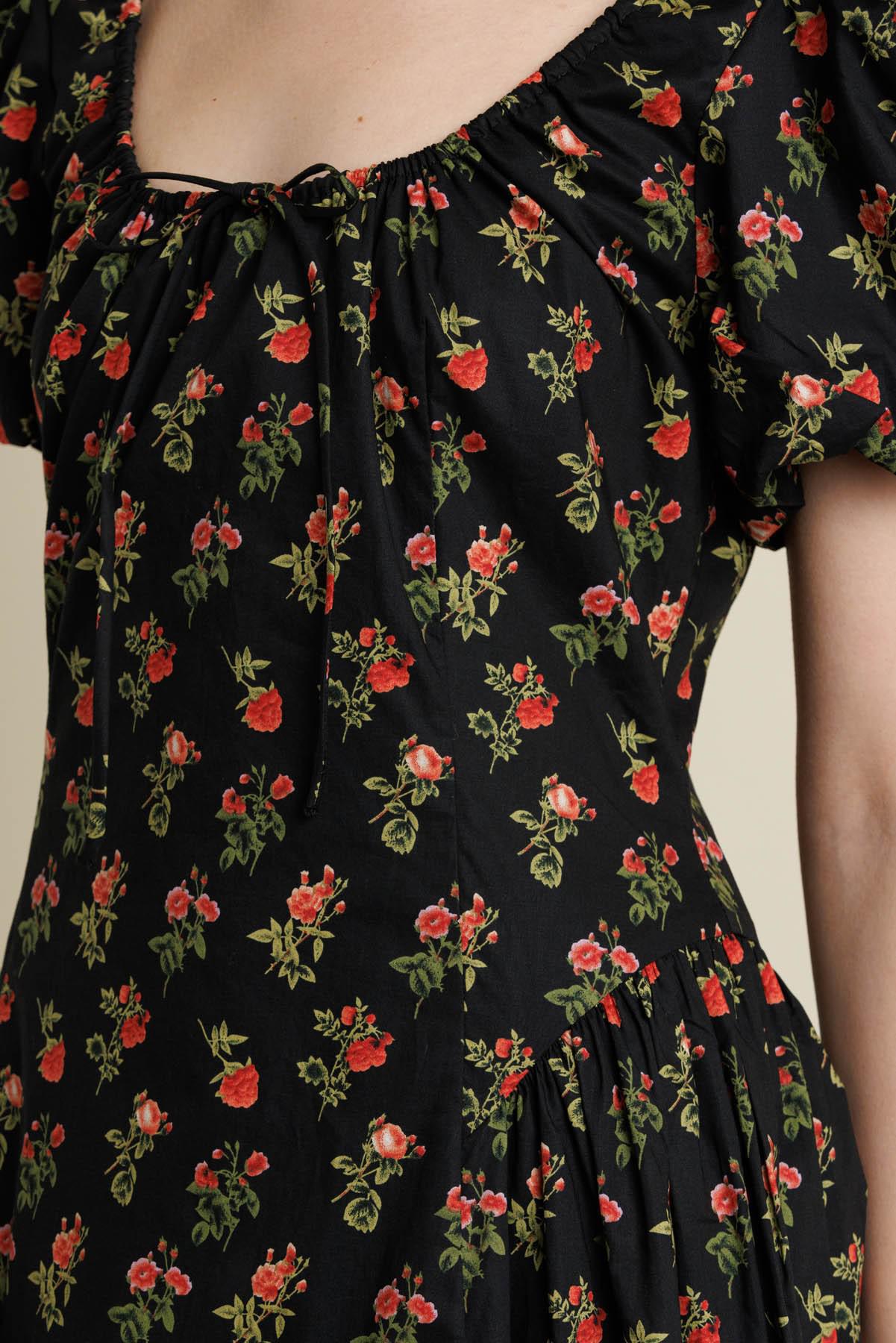 Roseann Modest Midi Dress in Black