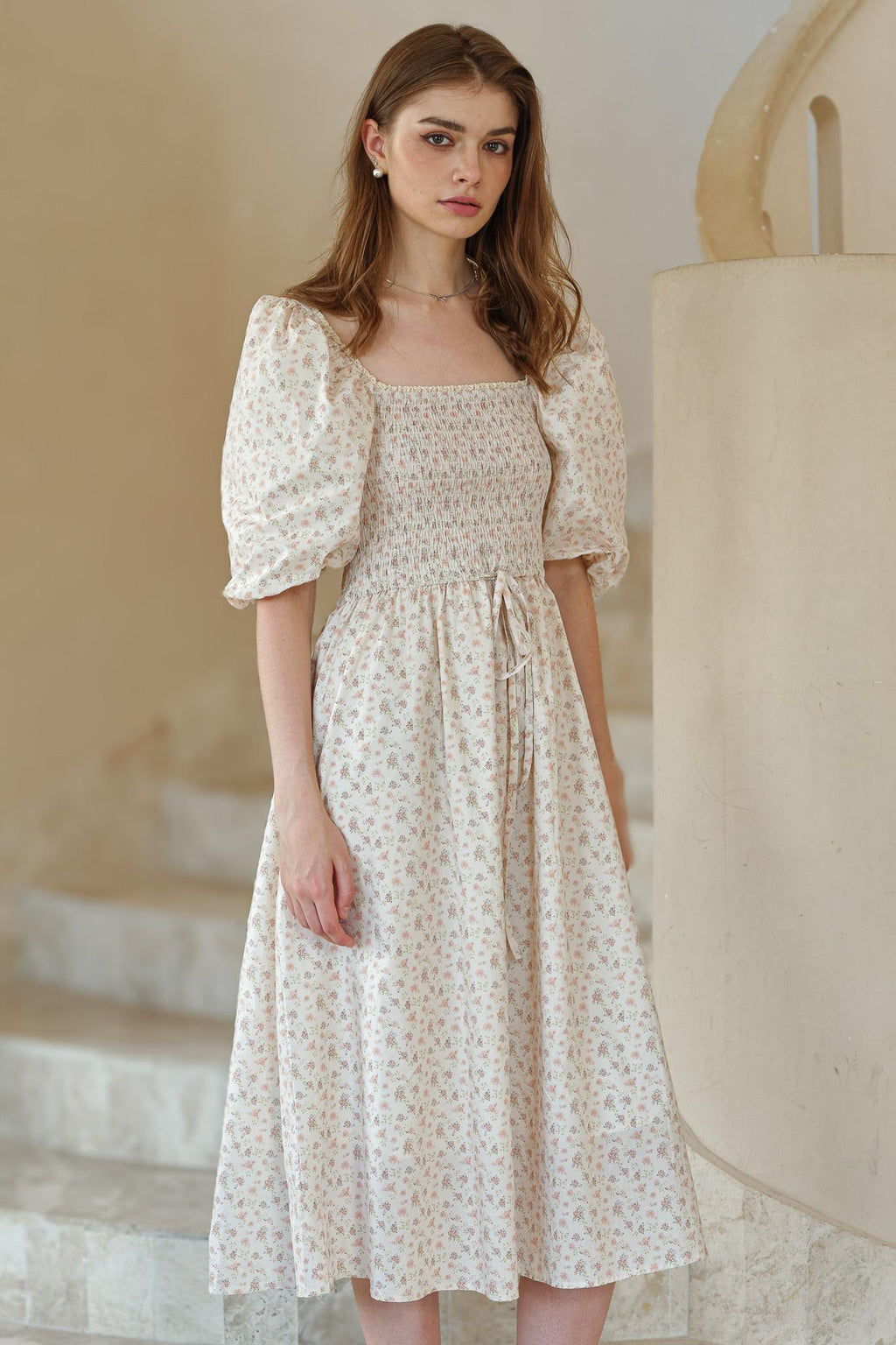Carmen Modest Midi in Cream