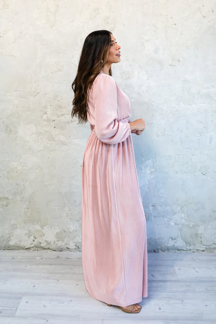 chinese dress ladies Coraline Pink Long Sleeve Maxi Dress - US 16 main image 1