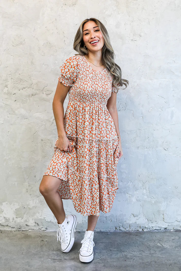 McCall Modest Midi in Orange Daisy Xsmall McCall Modest Midi in Orange Daisy Xsmall