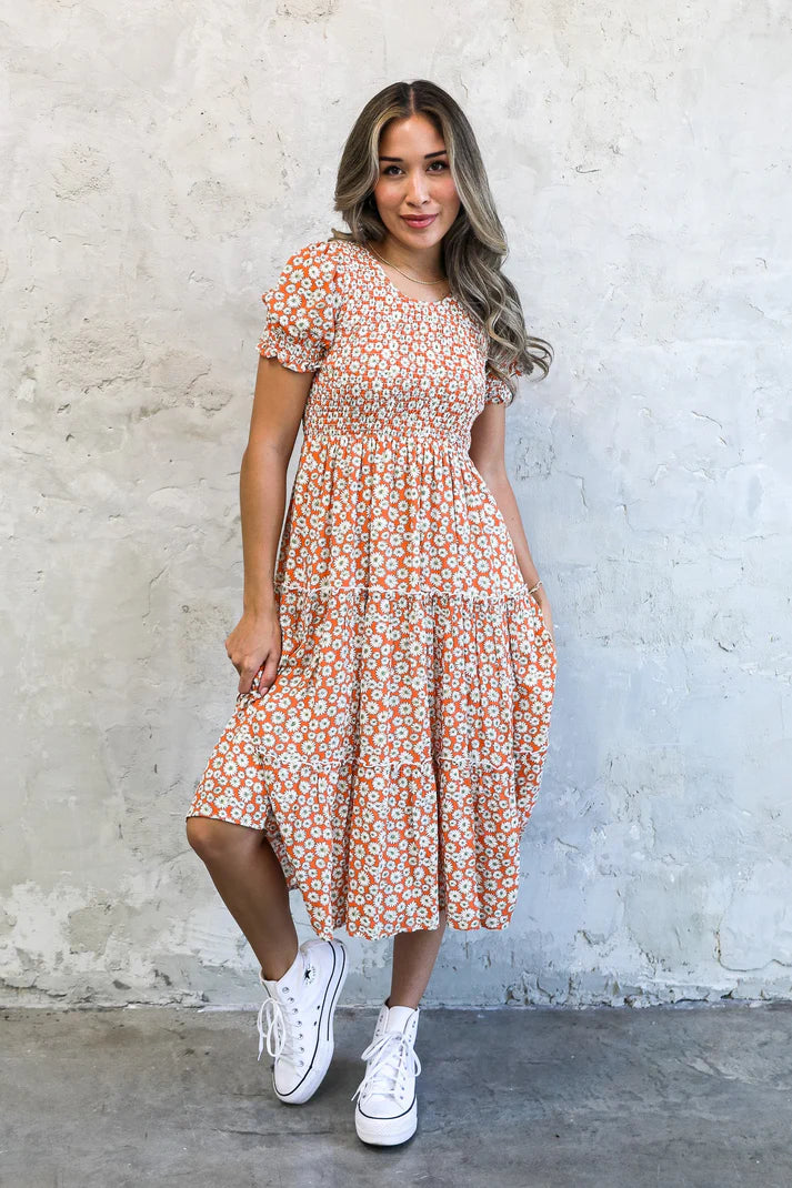 McCall Modest Midi in Orange Daisy A Closet Full of Dresses McCall Modest Midi in Orange Daisy A Closet Full of Dresses
