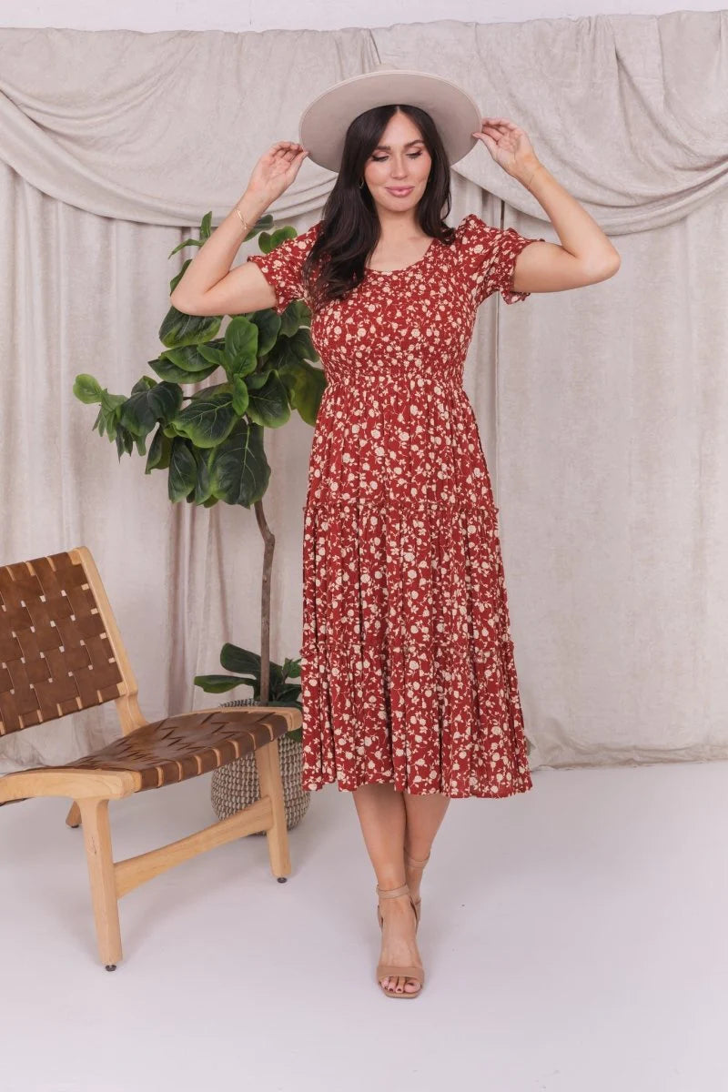 McCall Modest Midi in Mandarin Red
