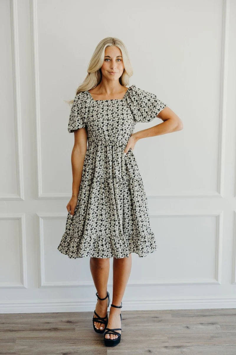 Poppy Modest Midi in Midnight Daisy