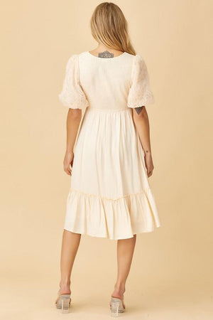 Kennedy Smocked Bodice Midi in Cream
