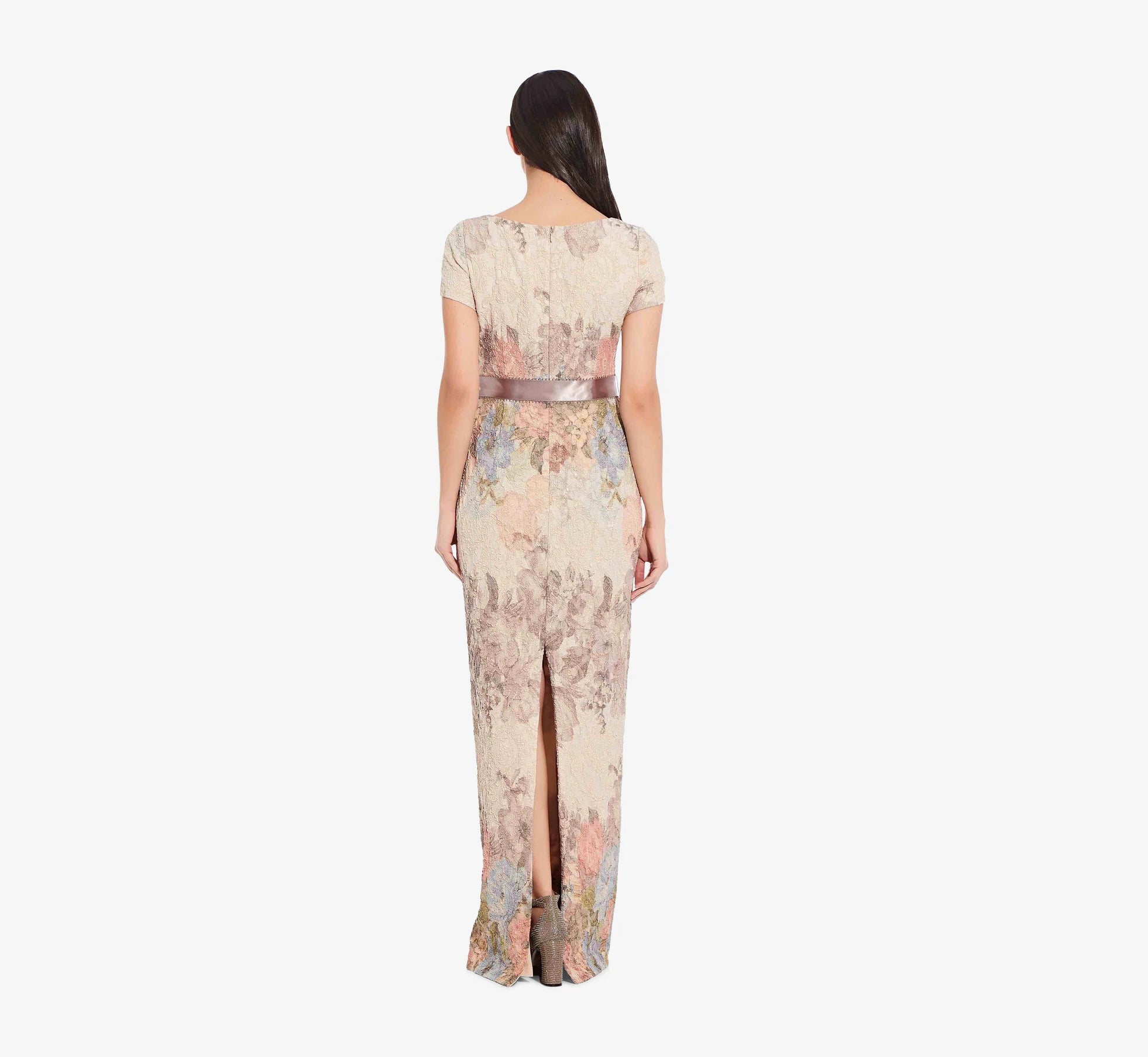 Matelasse Column Gown Blush Multi Size 10