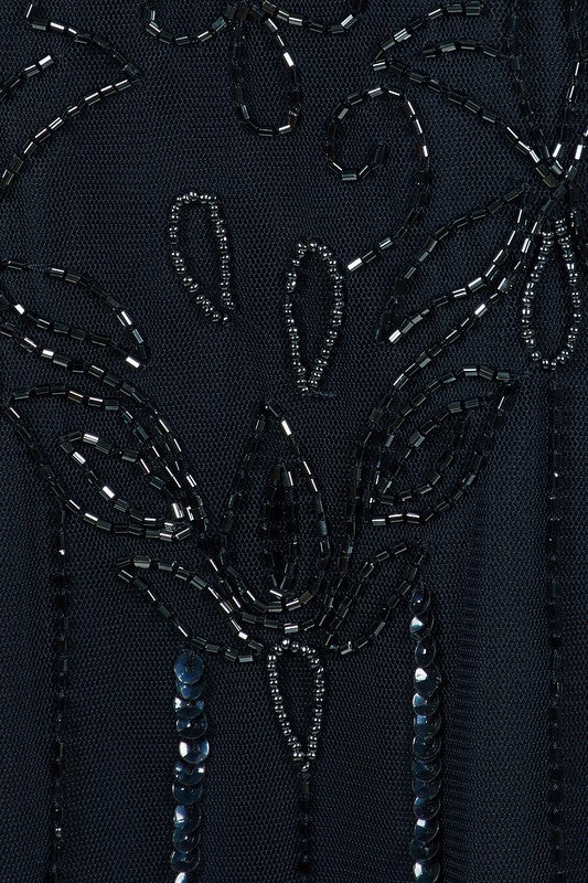 Blouson Beaded Maxi in Navy