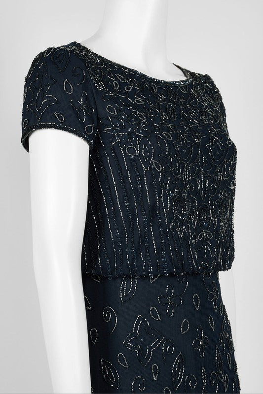 Blouson Beaded Maxi in Navy
