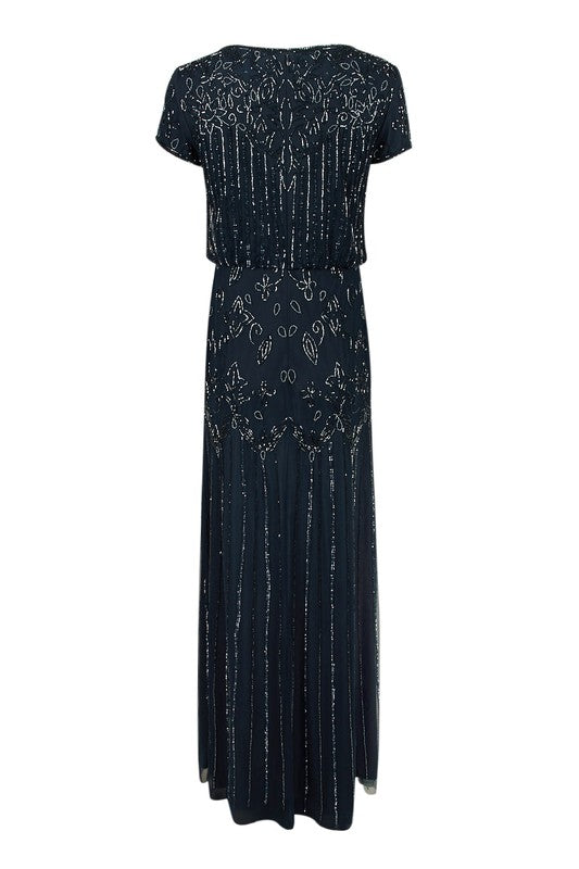 Blouson Beaded Maxi in Navy