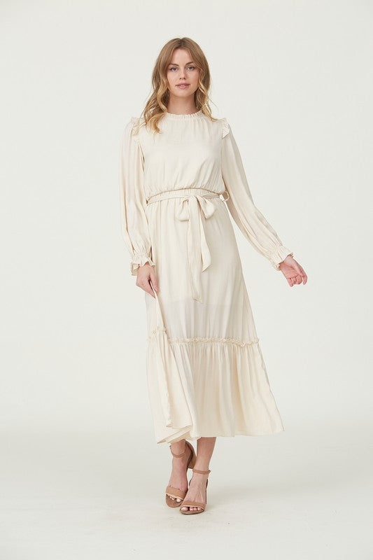 knee length dresses for ladies Layla Feather Sleeve Maxi Dress in Sage Apple Green M/L / Light Green main image 0
