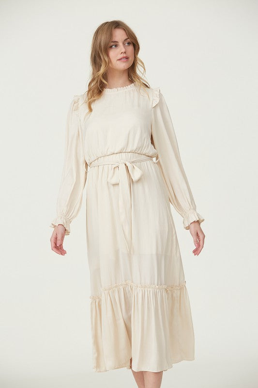 Layla Cream Ruffle Modest Midi A Closet Full of Dresses Layla Cream Ruffle Modest Midi A Closet Full of Dresses