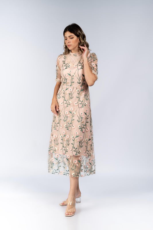 Lilian Blush Embroidered Midi Medium Lilian Blush Embroidered Midi Medium