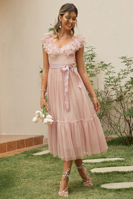 Cozette Pink Midi Dress