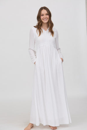 Ava White Temple Dress