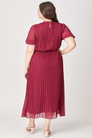 Lucy Pleated Midi in Burgundy