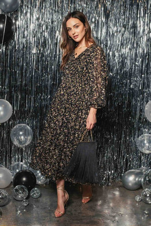 Marley Floral Midi in Black