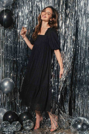 Sutton Swiss Dot Babydoll in Black