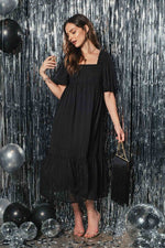 Sutton Swiss Dot Babydoll in Black