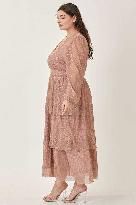 Eliana Blush Tiered Modest Midi