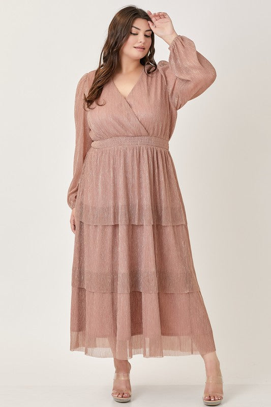 Eliana Blush Tiered Modest Midi