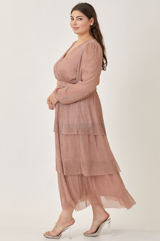 Eliana Blush Tiered Modest Midi