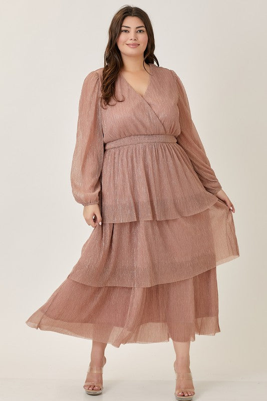 Eliana Blush Tiered Modest Midi