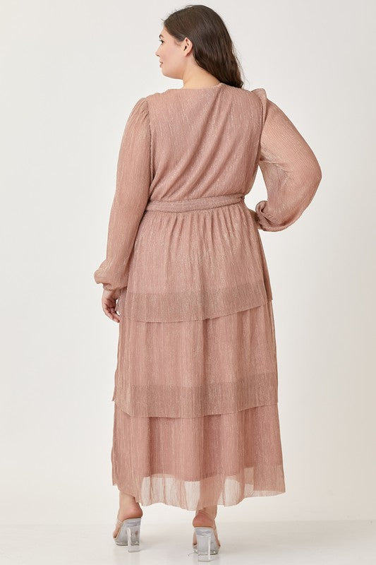 Eliana Blush Tiered Modest Midi