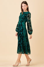 Stella Velvet Midi in Hunter Green