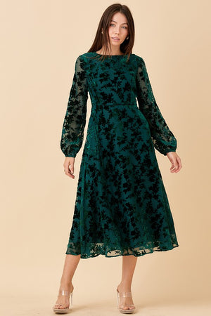 Stella Velvet Midi in Hunter Green