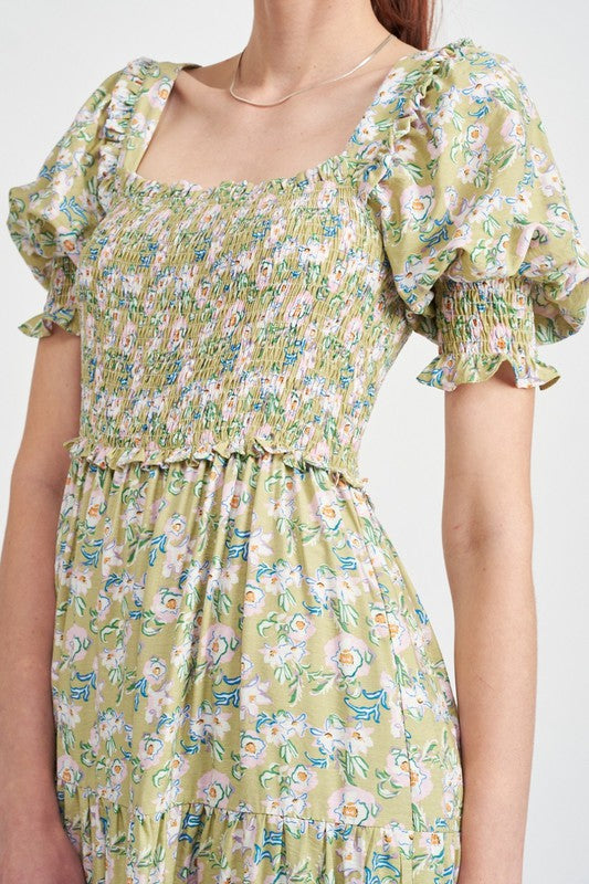 Marie Floral Midi in Sage