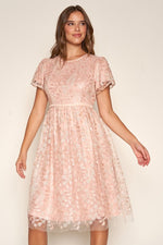Fleur Embroidered Dress in Peach