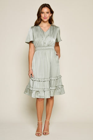Alyssa Modest Dress in Dusty Jade