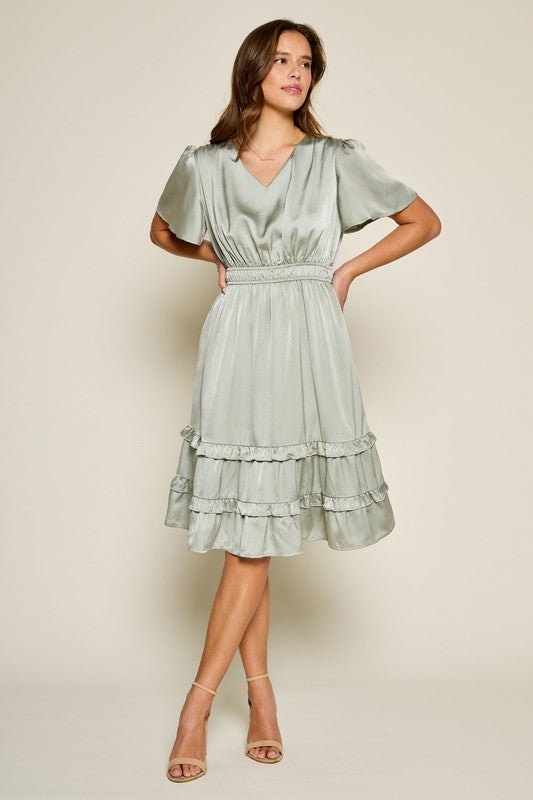 Alyssa Modest Dress in Dusty Jade