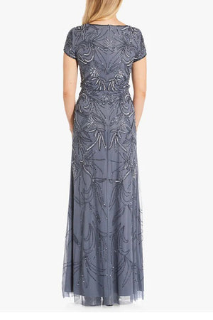 Adrianna Papell Boat Neck Embroidered Dress