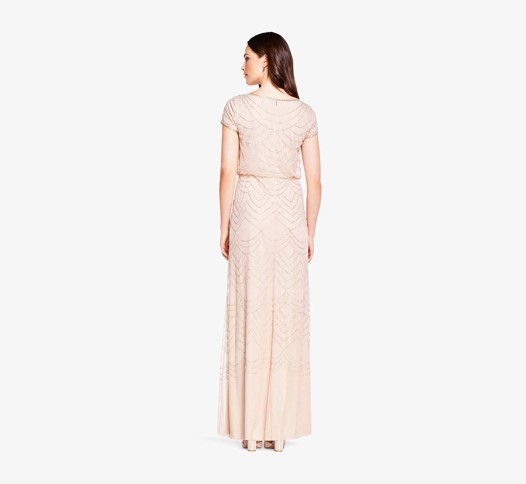 Blouson Beaded Maxi in Blush Gold