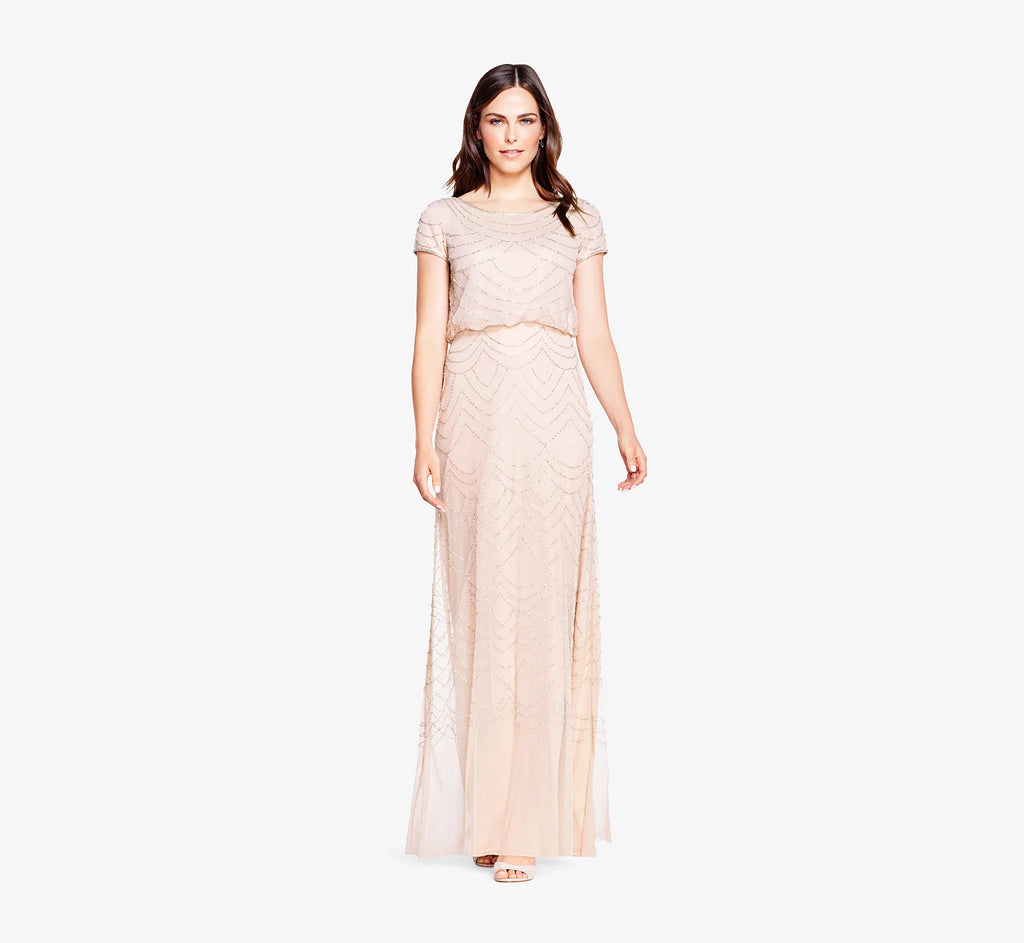 Blouson Beaded Maxi in Blush Gold