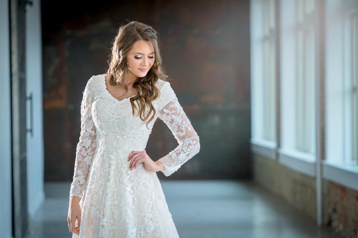Mon Cheri TR21909 Modest Wedding Dress close from A Closet Full of Dresses