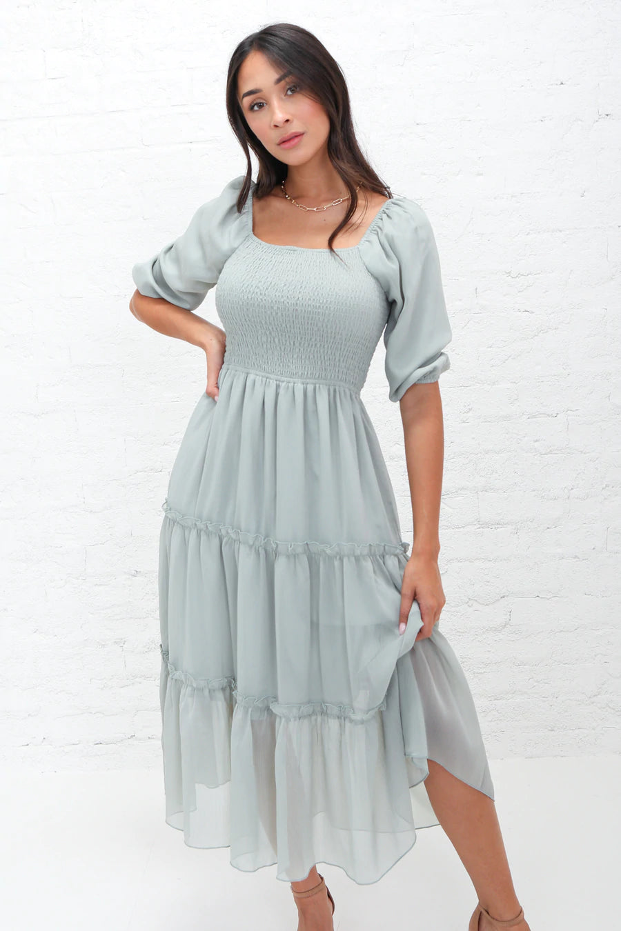 Greta Celadon Green Modest Dress