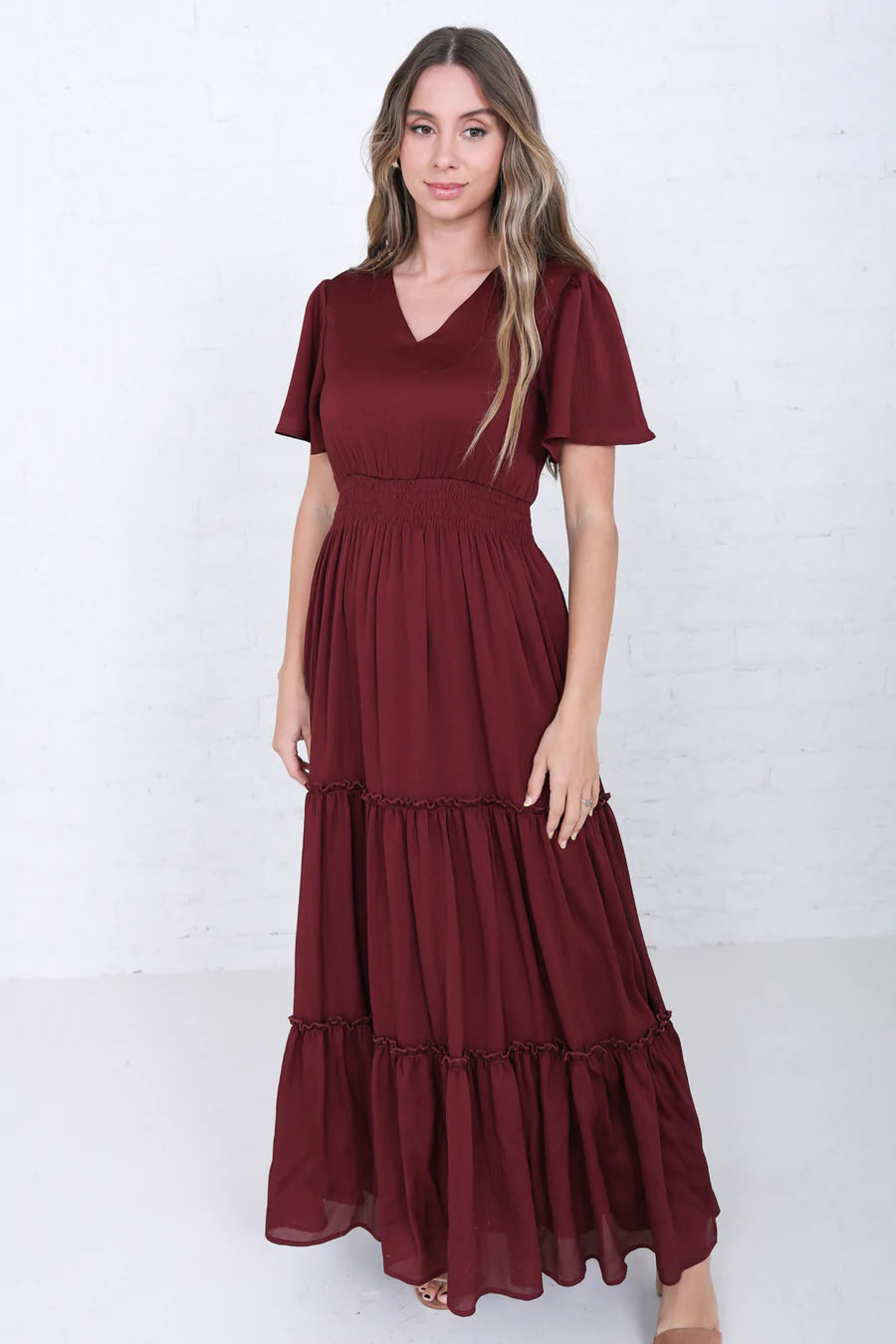 Mia Modest Maxi in Zinfandel A Closet Full of Dresses