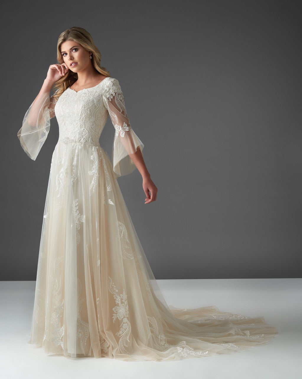 Bonny Bridal 2921 Modest Wedding Dress