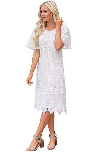 Nora Off- White Lace Eyelet Dress