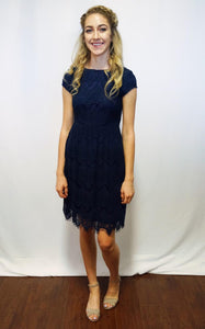 Taryn navy Modest Bridesmaids Dress lace with sleeves casual date night