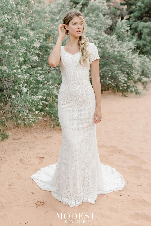 TR12024 Modest Lace Wedding Dress Short Sleeve | A Closet Full of Dresses Ivory size 12 TR12024 Modest Lace Wedding Dress Short Sleeve | A Closet Full of Dresses Ivory size 12
