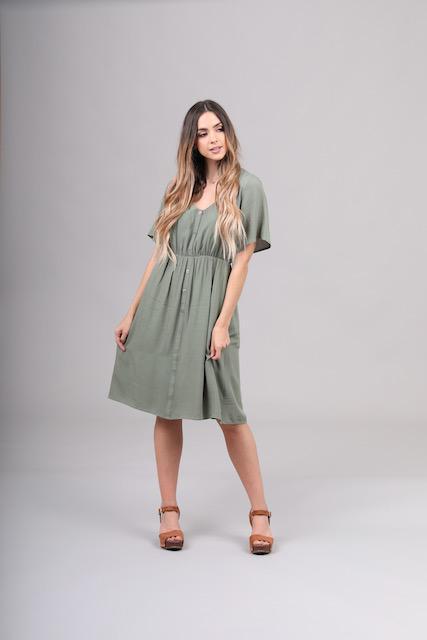 Aria Amazon Green Button Dress