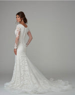 Bonny Bridal 6900M Modest Wedding Dress Back from A Closet Full of Dresses
