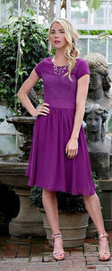 Isabel Purple Modest Bridesmaids Dress from A Closet Full of Dresses