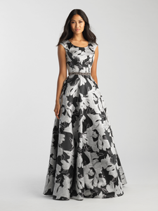 MJ 20-501 black silver modest prom dress with sleeves for plus size LDS formal gown